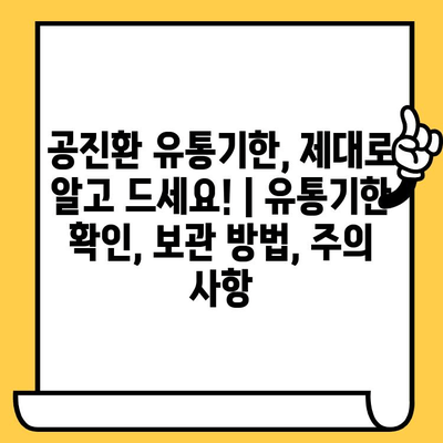 공진환 유통기한, 제대로 알고 드세요! | 유통기한 확인, 보관 방법, 주의 사항