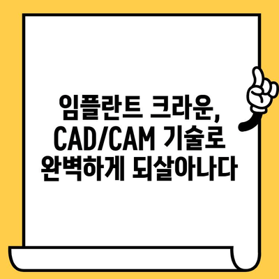 임플란트 크라운의 혁신| CAD/CAM 기술이 만드는 완벽한 치과 복원 | 임플란트, 크라운, CAD/CAM, 치과, 복원