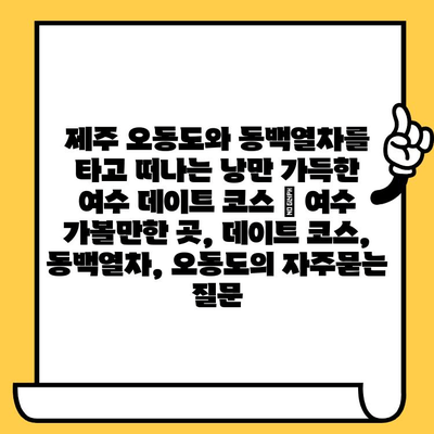 제주 오동도와 동백열차를 타고 떠나는 낭만 가득한 여수 데이트 코스 | 여수 가볼만한 곳, 데이트 코스, 동백열차, 오동도