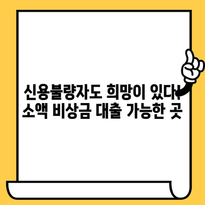 신용불량자도 가능한 소액 비상금 대출, 어디서 받을 수 있을까요? | 비상금 대출, 소액 대출, 신용불량자 대출