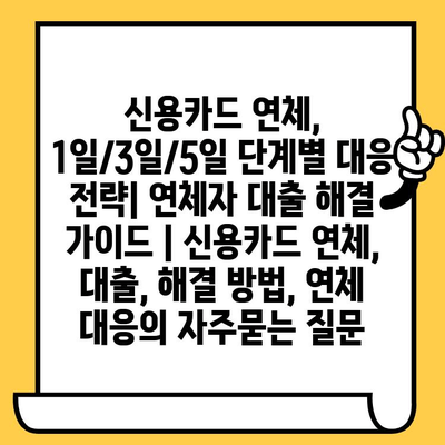 신용카드 연체, 1일/3일/5일 단계별 대응 전략| 연체자 대출 해결 가이드 | 신용카드 연체, 대출, 해결 방법, 연체 대응