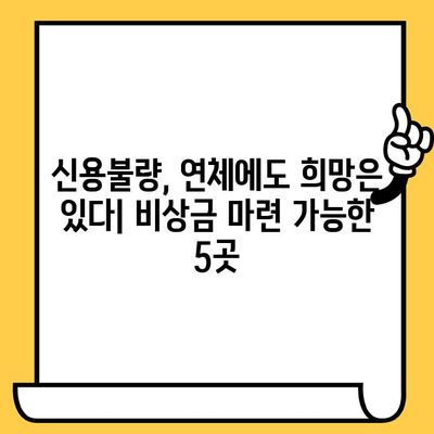 신불자 연체자도 가능! 비상금 마련, 대출 가능한 곳 5곳 | 신용불량, 연체, 비상금 대출, 소액대출, 대출 정보