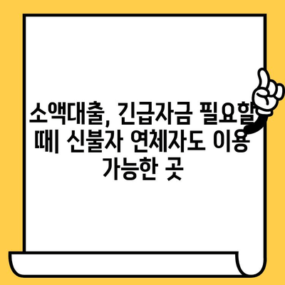신불자 연체자도 가능! 비상금 마련, 대출 가능한 곳 5곳 | 신용불량, 연체, 비상금 대출, 소액대출, 대출 정보