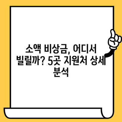 장기연체자도 가능! 소액 비상금 지원처 5곳 비교분석 | 긴급자금, 신용불량, 대출