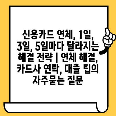 신용카드 연체, 1일, 3일, 5일마다 달라지는 해결 전략 | 연체 해결, 카드사 연락, 대출 팁