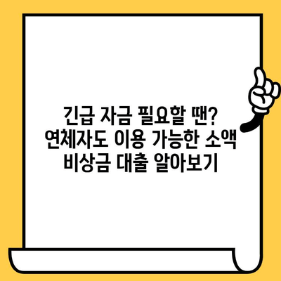 장기 연체자도 가능한 소액 비상금 대출, 어디서 찾을까요? | 비상금 대출, 소액 대출, 연체자 대출, 대출 가능 여부 확인