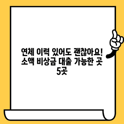 장기 연체자도 가능! 소액 비상금 대출 정보| 5가지 방법 비교 | 비상금, 연체, 대출, 긴급자금, 금융