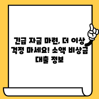 장기 연체자도 가능! 소액 비상금 대출 정보| 5가지 방법 비교 | 비상금, 연체, 대출, 긴급자금, 금융