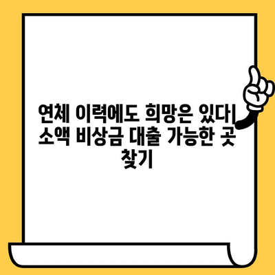 장기 연체자도 가능한 소액 비상금 대출, 어디서? | 소액대출, 비상금 마련, 연체자 대출