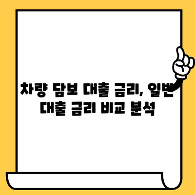 차량 담보 대출 vs 일반 대출 금리 비교| 어떤 대출이 유리할까요? | 대출 금리 비교, 차량 담보 대출, 일반 대출