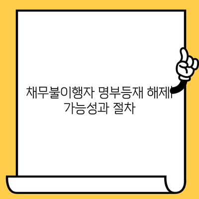 장기연체자 대출탕감 위한 채무불이행자 명부등재 해제| 가능성과 절차 | 신용회복, 채무조정, 법률 정보