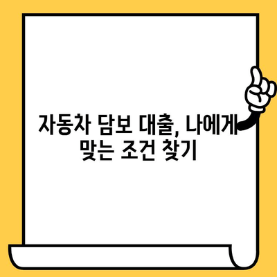 자동차 담보 대출 조회, 가능한 항목 꼼꼼히 확인하세요! | 대출 조건, 필요 서류, 한도, 금리 비교