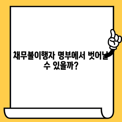 장기 연체자, 대출 탕감 받고 채무불이행자 명부에서 벗어날 수 있을까요? | 연체 해결, 신용 회복, 대출 탕감, 채무불이행자 명부 제거