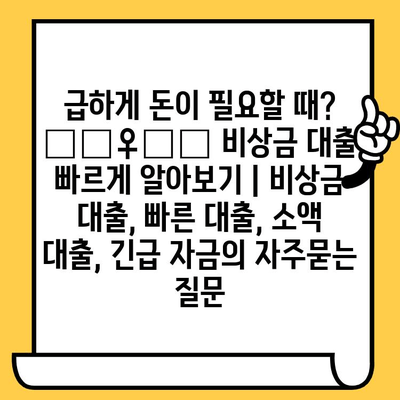 급하게 돈이 필요할 때? 🏃‍♀️💨 비상금 대출 빠르게 알아보기 | 비상금 대출, 빠른 대출, 소액 대출, 긴급 자금