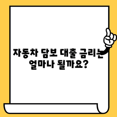 자동차 담보 대출, 조건과 한도는 얼마나? | 자동차 담보 대출, 대출 조건, 한도, 금리 비교