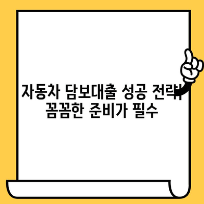 자동차 담보대출 최저금리 획득 전략| 비교분석 & 성공 전략 | 자동차 담보대출, 금리 비교, 대출 조건