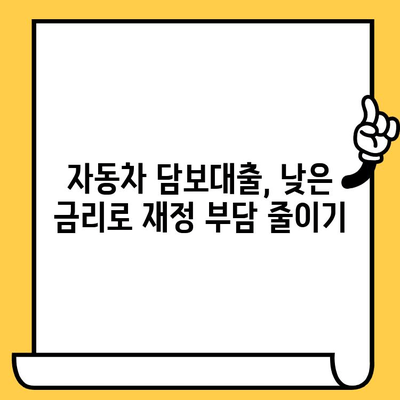 자동차 담보대출 최저금리로 가계 재정 건강 지키기| 똑똑한 대출 전략 | 자동차 담보대출, 저금리, 재무설계, 대출 비교