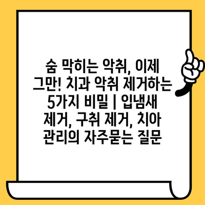 숨 막히는 악취, 이제 그만! 치과 악취 제거하는 5가지 비밀 | 입냄새 제거, 구취 제거, 치아 관리