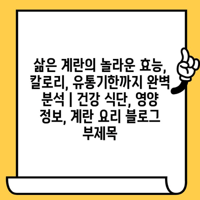 삶은 계란의 놀라운 효능, 칼로리, 유통기한까지 완벽 분석 | 건강 식단, 영양 정보, 계란 요리