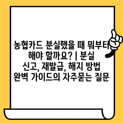 농협카드 분실했을 때 뭐부터 해야 할까요? | 분실 신고, 재발급, 해지 방법 완벽 가이드