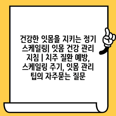 건강한 잇몸을 지키는 정기 스케일링| 잇몸 건강 관리 지침 | 치주 질환 예방, 스케일링 주기, 잇몸 관리 팁