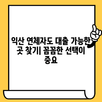 익산 신불자, 연체자도 대출 가능할까요? | 익산 신용불량자 대출 가능한 곳, 꼼꼼하게 알아보세요!