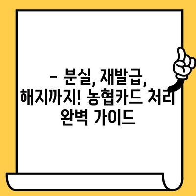 농협카드 분실했을 때? 신고부터 재발급, 해지까지 한번에 해결하세요! | 농협카드, 분실, 재발급, 해지, 카드