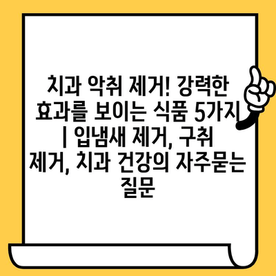 치과 악취 제거! 강력한 효과를 보이는 식품 5가지 | 입냄새 제거, 구취 제거, 치과 건강