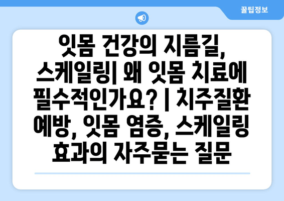 잇몸 건강의 지름길, 스케일링| 왜 잇몸 치료에 필수적인가요? | 치주질환 예방, 잇몸 염증, 스케일링 효과