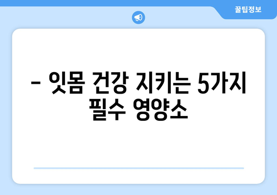 잇몸 내려앉음 예방, 필수 영양제 5가지 | 잇몸 건강, 치주 질환, 영양 관리