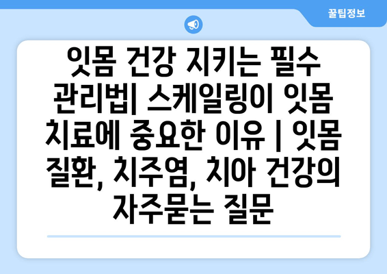 잇몸 건강 지키는 필수 관리법| 스케일링이 잇몸 치료에 중요한 이유 | 잇몸 질환, 치주염, 치아 건강