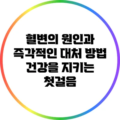 혈변의 원인과 즉각적인 대처 방법: 건강을 지키는 첫걸음