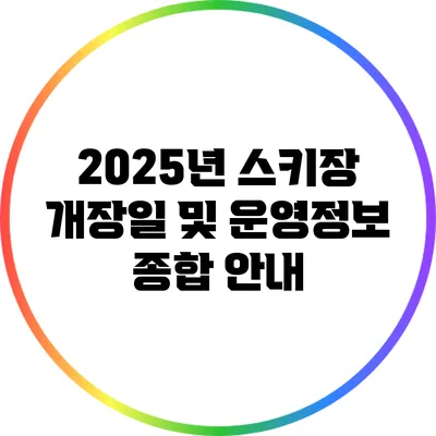 2025년 스키장 개장일 및 운영정보 종합 안내