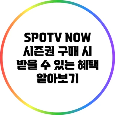 SPOTV NOW 시즌권 구매 시 받을 수 있는 혜택 알아보기