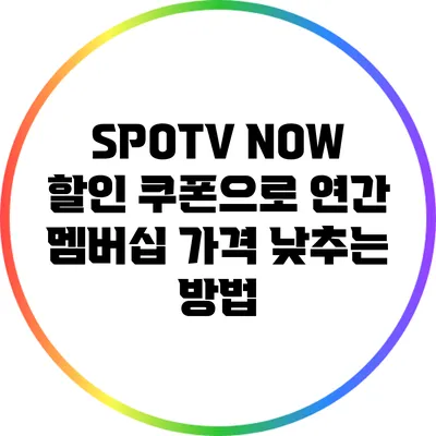 SPOTV NOW 할인 쿠폰으로 연간 멤버십 가격 낮추는 방법