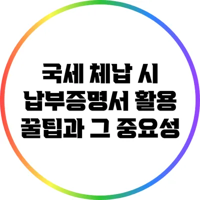 국세 체납 시 납부증명서 활용 꿀팁과 그 중요성