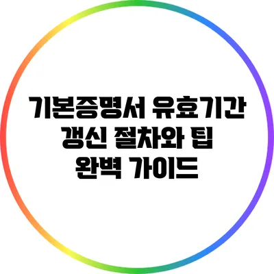 기본증명서 유효기간 갱신 절차와 팁 완벽 가이드