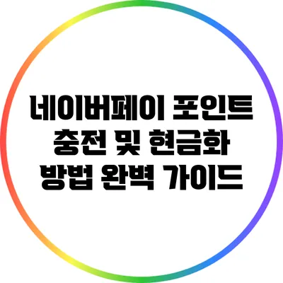 네이버페이 포인트 충전 및 현금화 방법 완벽 가이드