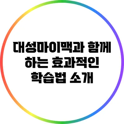 대성마이맥과 함께 하는 효과적인 학습법 소개