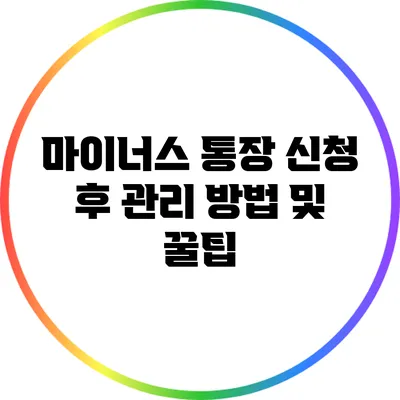마이너스 통장 신청 후 관리 방법 및 꿀팁