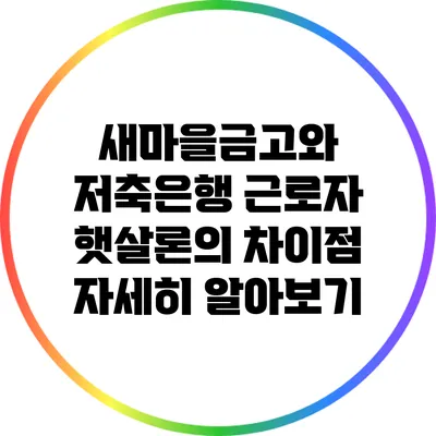 새마을금고와 저축은행 근로자 햇살론의 차이점 자세히 알아보기