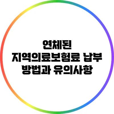 연체된 지역의료보험료 납부 방법과 유의사항