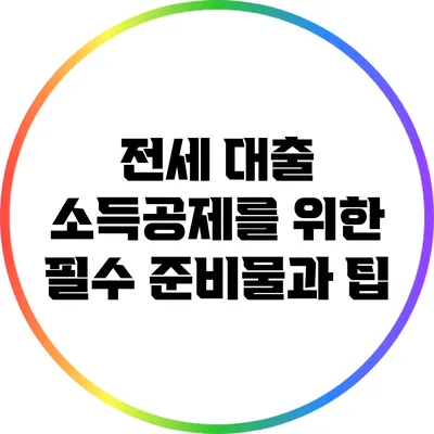 전세 대출 소득공제를 위한 필수 준비물과 팁