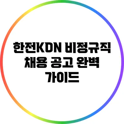 한전KDN 비정규직 채용 공고 완벽 가이드