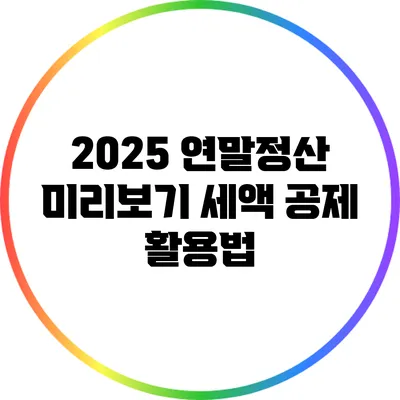 2025 연말정산 미리보기: 세액 공제 활용법