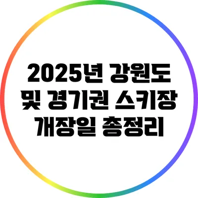2025년 강원도 및 경기권 스키장 개장일 총정리