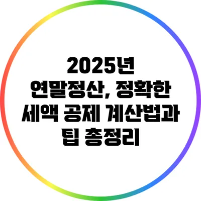 2025년 연말정산, 정확한 세액 공제 계산법과 팁 총정리