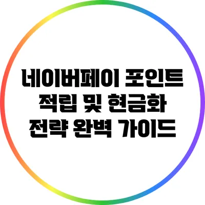 네이버페이 포인트 적립 및 현금화 전략 완벽 가이드
