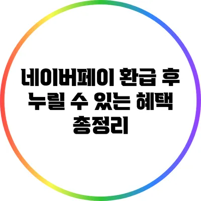 네이버페이 환급 후 누릴 수 있는 혜택 총정리