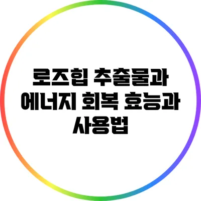 로즈힙 추출물과 에너지 회복: 효능과 사용법